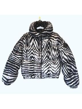 Jean Paul Gaultier X Bosideng Runway Down Puffer Coat Womens Medium Zebra Jacket